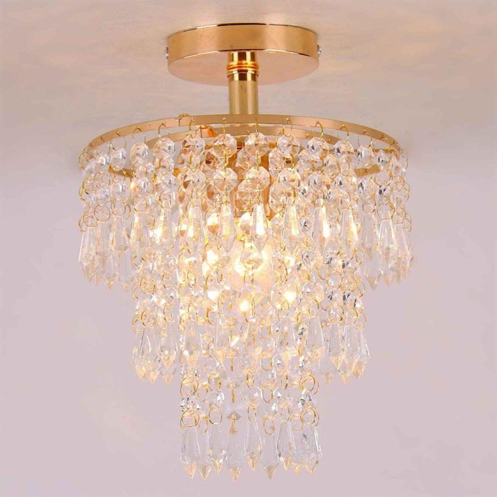 Mini Crystal Chandelier - Modern Flush Mount Ceiling Light