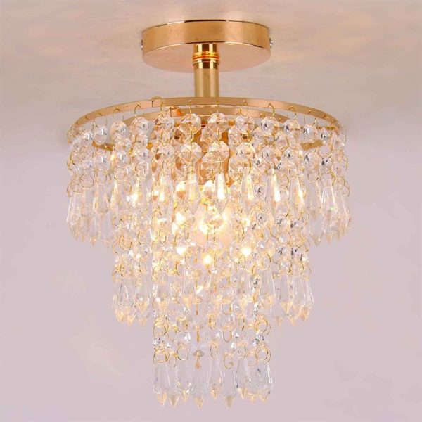 Mini Crystal Chandelier - Modern Flush Mount Ceiling Light